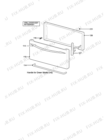 Взрыв-схема плиты (духовки) Parkinson Cowan CAL305BL2 - Схема узла H10 Grill door assy